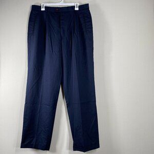 Vintage Bugle Boy Pleated Dress Pants Men's 36 x 32 High Rise Blue Office VTG
